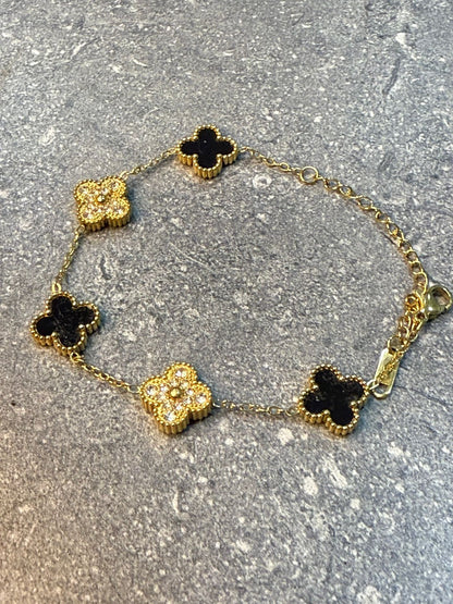 CleefLux™ Clover Iced Bracelet Gold