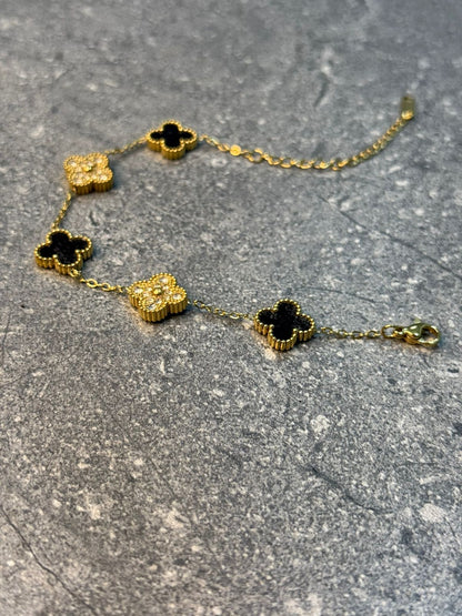 CleefLux™ Clover Iced Bracelet Gold
