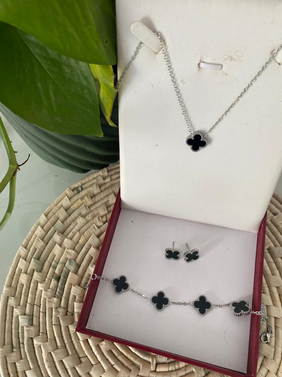 CleefLux™ 3 in 1 Silver Bundle- Clover set jewelry ( 4 Leaf)