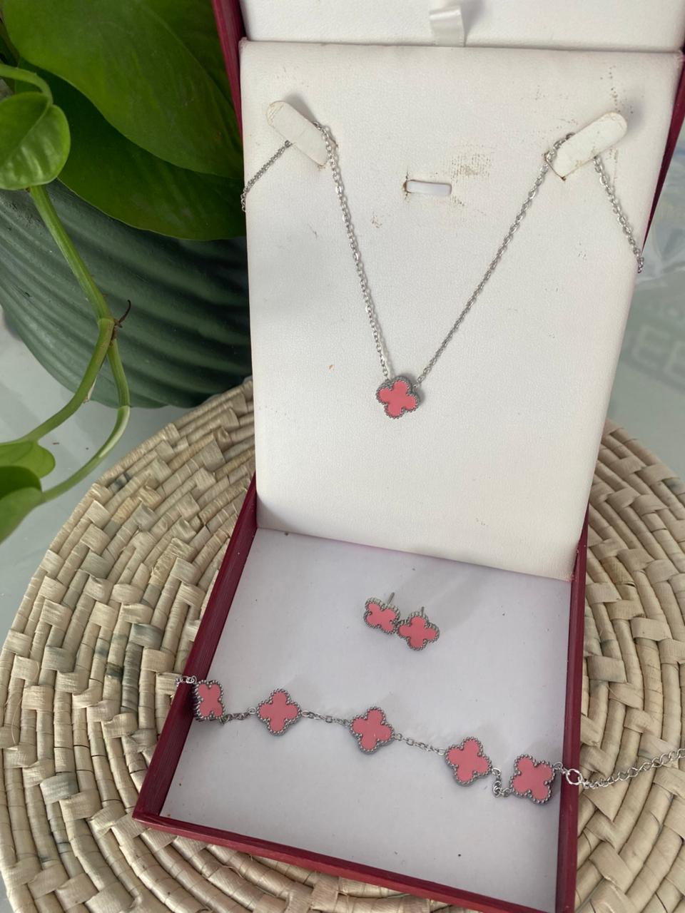 CleefLux™ 3 in 1 Silver Bundle- Clover set jewelry ( 4 Leaf)